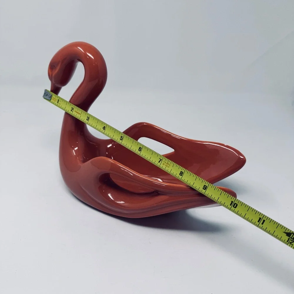 Vintage MidCentury Rust Orange Ceramic Swan Towel Holder Hollywood Regency Style